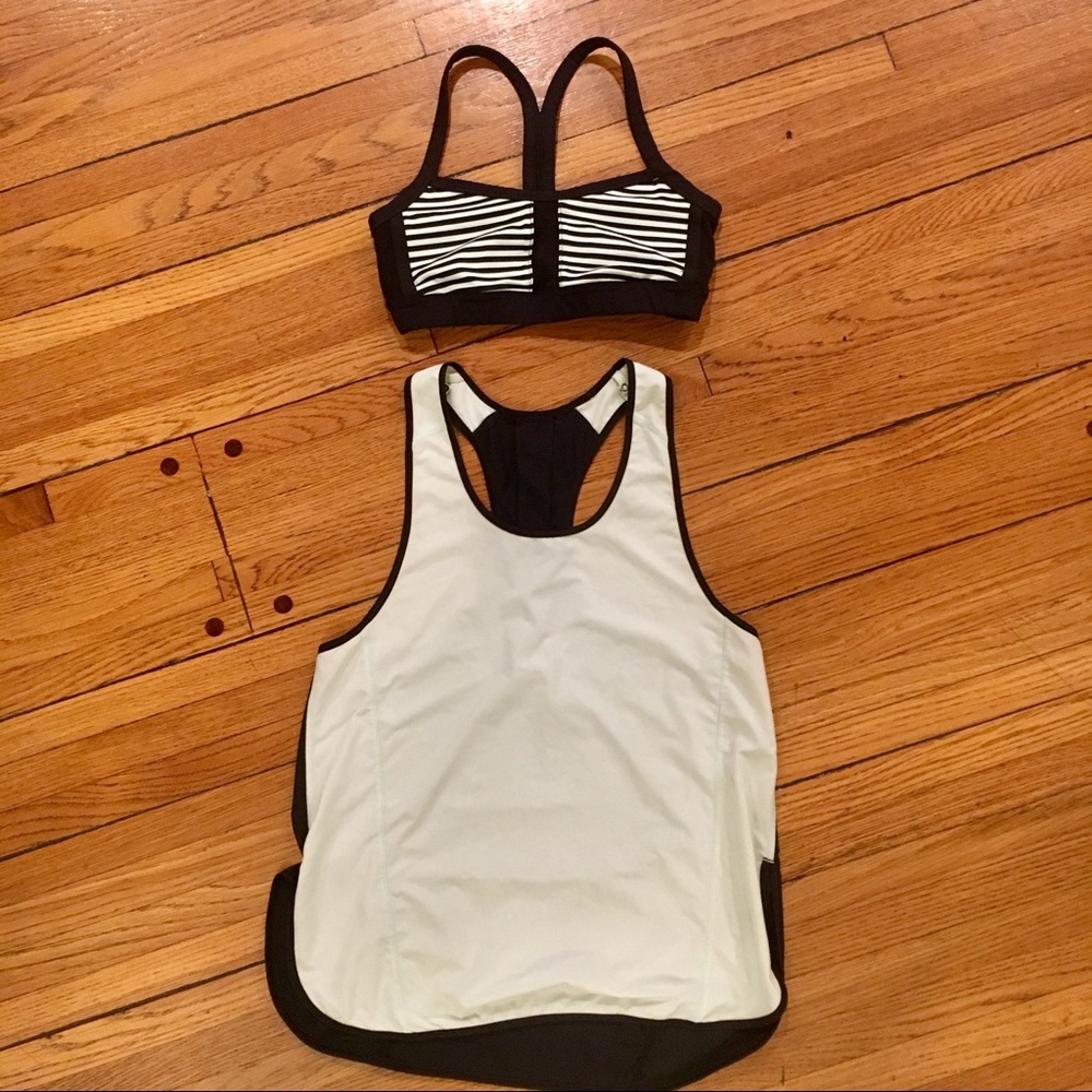 Lululemon mint green and black tank top & bra set